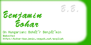 benjamin bohar business card